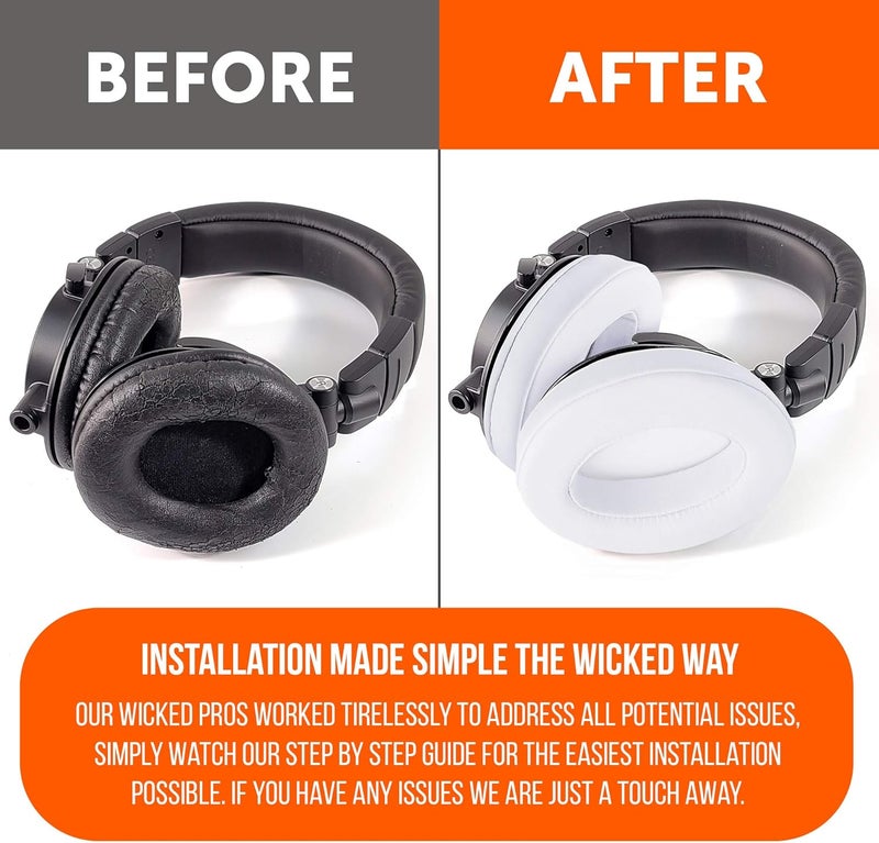WC Wicked Cushions PadZ - Thick & Soft Ear Pads for ATH M50X / M40X / SteelSeries Arctis/HyperX Cloud & Alpha/Logitech G Pro X/Compatible with Over 50 Headphones | White - Image 4